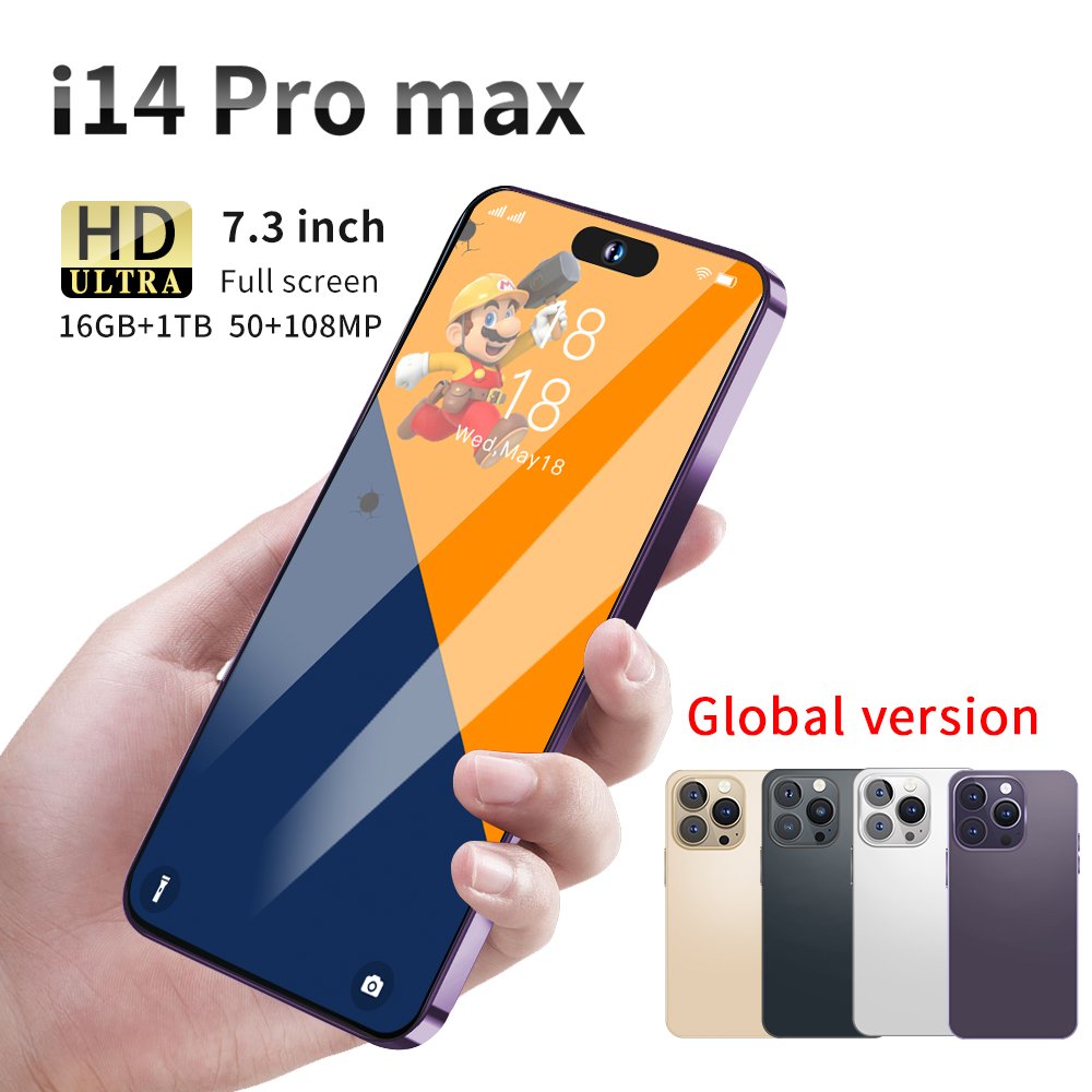 Global Version PHONE14 PRO MAX Original 16GB+1TB 48MP+108MP Face Unlock Dual SIM Card Cell Gaming Phone 5G Smart Mobile Phones